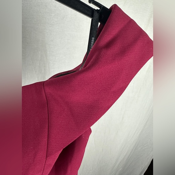 Dessy Collection Burgundy Off-The-Shoulder Notch Trumpet Gown Size 12 NWT - Picture 7 of 17